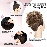 Lommel Messy Bun Hair Piece Short Curly Ponytail Extension Elastic Drawstring Loose Wave Curly Hair Buns Hair Piece Synthetic Ha