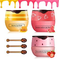 3 Pcs Bee Lip Balm Honey Pothoneystrawberrywatermelon Lip Sleeping Mask Hydrating Prevention Dry And Cracked Lip Scrubs Exfol