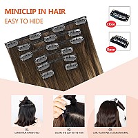 Ugotrays Balayage Ombre Medium Brown Fading To Honey Blonde Clip In Hair Extensions Real Human Hair 14Inch 120G 100 Human Hair