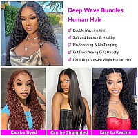 12A Deep Wave Bundles Human Hair 16 18 20 22Inch Brazilian Deep Wave Curly 4 Bundles Human Hair Bundles 100 Unprocessed Virgin