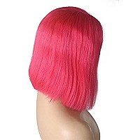 Glueless Hot Pink Bob Wigs Human Hair 100 Brazilian Remy Hair13X4 Hd Transparent Pink Straight Bob Wigs Baby Hairline With Pre