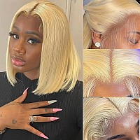 613 Hd Blonde Bob Wig Human Hair 13X4 Blonde Lace Front Wigs Human Hair Pre Plucked With Baby Hair 12 Inch 613 Lace Frontal Wig