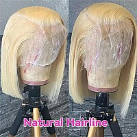 613 Hd Blonde Bob Wig Human Hair 13X4 Blonde Lace Front Wigs Human Hair Pre Plucked With Baby Hair 12 Inch 613 Lace Frontal Wig