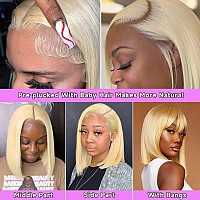 613 Hd Blonde Bob Wig Human Hair 13X4 Blonde Lace Front Wigs Human Hair Pre Plucked With Baby Hair 12 Inch 613 Lace Frontal Wig