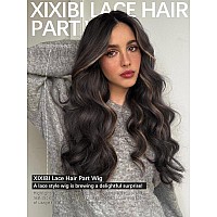 Xixibi Long Brown Wigs For Women 26 Inch Brown Highlights Wavy Wigs Long Curly Wavy Lace Hairline Middle Part Synthetic Natura