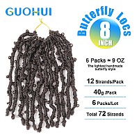 Guohui Super Light Butterfly Locs Crochet Hair 8 Inch 6 Packs Prelooped Soft Distressed Faux Locs Braids For Women Kids 8 Inch