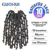 Guohui Super Light Butterfly Locs Crochet Hair 10 Inch 6 Packs Prelooped Soft Distressed Faux Locs Braids For Women Kids 10 In