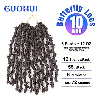 Guohui Super Light Butterfly Locs Crochet Hair 10 Inch 6 Packs Prelooped Soft Distressed Faux Locs Braids For Women Kids 10 In