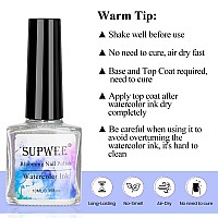 Supwee 2 In 1 Marble Nail Polish And Holographic Gel Nail Polish Marble Watercolor Ink Nail Painting Gel Nail Blooming Gel Polis