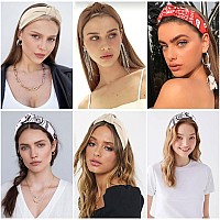 Yission 4Pcs Knotted Headbands For Women Girls Non Slip Bandana Head Bands Top Knot Headband For Women Red White Brown Khaki Hea