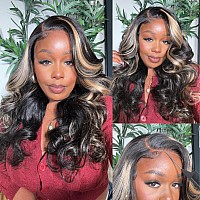 Beauty Forever 13X4 Preeverything Glueless Frontal Wig 3D Body Wave Black With Blonde Highlight Lace Front Wigs Human Hairbye