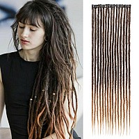 Leeven Synthetic Dreadlock Extensions Clip In 24 Inch 5 Pcs Ombre Honey Blonde 15 Strands Hippe Dreads Handmade Soft Reggae Styl