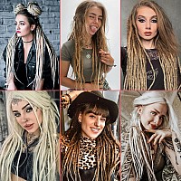 Leeven Synthetic Dreadlock Extensions Clip In 24 Inch 5 Pcs Ombre Honey Blonde 15 Strands Hippe Dreads Handmade Soft Reggae Styl