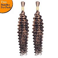 Goulus Deep Wave Bulk Human Hair For Braiding P1B30 100 Unprocessed Brazilian Virgin Human Hair Extensions Two Bundles Micro