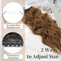 Kookastyle Invisible Wire Hair Extensions With Transparent Wire Headband Adjustable Size 4 Secure Clips Long Wavy Hairpiece 16 I