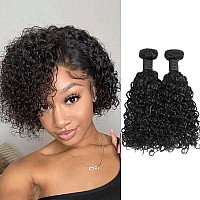 Gemmrnny Human Hair Bundles Deep Water Wave Premium 2 Curly Bundles Human Hair 10 12 Inch Unprocessed 12A Brazilian Wet And Wa