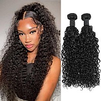 Gemmrnny Human Hair Bundles Deep Water Wave Premium 2 Curly Bundles Human Hair 24 26 Inch Water Wave Human Hair Bundles Unpro