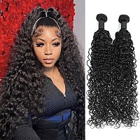 Gemmrnny Human Hair Bundles Deep Water Wave Premium 2 Curly Bundles Human Hair 26 28 Inch Water Wave Human Hair Bundles Unpro