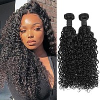 Gemmrnny Human Hair Bundles Deep Water Wave 14 16 Inch 2 Curly Bundles Human Hair Unprocessed 12A Brazilian Wet And Wavy Bundl