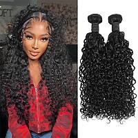 Gemmrnny Human Hair Bundles Deep Water Wave 16 18 Inch 2 Curly Bundles Human Hair Unprocessed 12A Brazilian Wet And Wavy Bundl