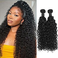 Gemmrnny Human Hair Bundles Deep Water Wave Premium 2 Curly Bundles Human Hair 22 24 Inch Water Wave Human Hair Bundles Unpro