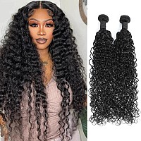 Gemmrnny Human Hair Bundles Deep Water Wave Premium 2 Curly Bundles Human Hair 28 30 Inch Water Wave Human Hair Bundles Unpro