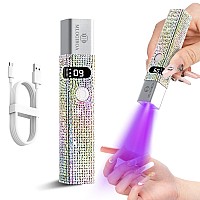 Mlogiroa Glitter Uv Nail Lamp 2024 Handheld Led Nail Light For 8X Fast Curing Rechargeable Nail Dryer For Gel Nails With 60S Ti