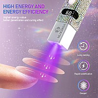 Mlogiroa Glitter Uv Nail Lamp 2024 Handheld Led Nail Light For 8X Fast Curing Rechargeable Nail Dryer For Gel Nails With 60S Ti