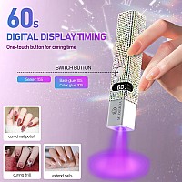 Mlogiroa Glitter Uv Nail Lamp 2024 Handheld Led Nail Light For 8X Fast Curing Rechargeable Nail Dryer For Gel Nails With 60S Ti