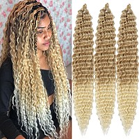 Paraglame 30 Inch Ocean Wave Crochet Hair 27613 Color 3 Packs Deep Wave Braiding Hair Curly Braiding Hair For Women 30Inch 3