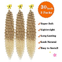 Paraglame 30 Inch Ocean Wave Crochet Hair 27613 Color 3 Packs Deep Wave Braiding Hair Curly Braiding Hair For Women 30Inch 3