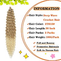 Paraglame 30 Inch Ocean Wave Crochet Hair 27613 Color 3 Packs Deep Wave Braiding Hair Curly Braiding Hair For Women 30Inch 3