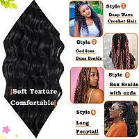 Paraglame Water Wave Braiding Hair Natural Black 30 Inch Deep Wave Crochet Hair Extensions 3 Packs Soft Ocean Wave Crochet Hair