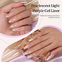 Rarjsm Pearl Gold Gel Liner Nail Art Pearlescent Milky Light Purple White Golden Shell Glitter Swirl Effect Gel Nail Polish 8Ml