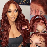 36 Inch Reddish Brown Lace Front Wigs Human Hair 136 Hd Lace Body Wave Aubrun Brown Front Wig Pre Plucked Red Human Hair Color