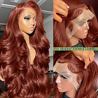 36 Inch Reddish Brown Lace Front Wigs Human Hair 136 Hd Lace Body Wave Aubrun Brown Front Wig Pre Plucked Red Human Hair Color