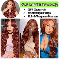 36 Inch Reddish Brown Lace Front Wigs Human Hair 136 Hd Lace Body Wave Aubrun Brown Front Wig Pre Plucked Red Human Hair Color