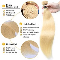 Qthair Beauty Human Hair Blonde Bundles 14A Grade 100 Brazilian Human Hair Color 613 Platinum Blonde Straight 10 Light Blonde