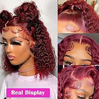 200 Density Bob Wig Human Hair 99J Burgundy Water Wave Lace Front Wigs Human Hair Pre Plucked With Baby Hair 13X5 Hd Lace Front