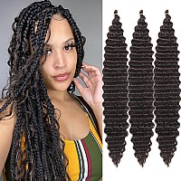 Paraglame 18 Inch Curly Wavy Braiding Hair 3Packs Bulk Braiding Hair For Goddess Braids Dark Brown Color Soft Braiding Hair For