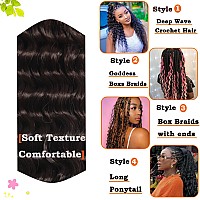 Paraglame 18 Inch Curly Wavy Braiding Hair 3Packs Bulk Braiding Hair For Goddess Braids Dark Brown Color Soft Braiding Hair For