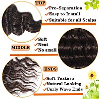 Paraglame Long Curly Crochet Hair 30 Inch Deep Wave Braiding Hair For Women 3 Packs Ocean Wave Crochet Hair Dark Brown Color Wet