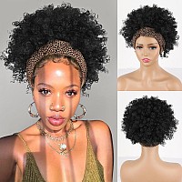 Kinky Curly Wig Black Headband Wigs For Women Short Hair Afro Headband Wig Afro Curly Natural Afro Wig With Headband Attached Sh