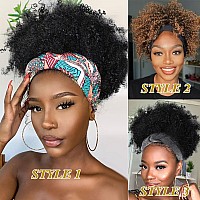 Kinky Curly Wig Black Headband Wigs For Women Short Hair Afro Headband Wig Afro Curly Natural Afro Wig With Headband Attached Sh