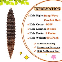 Paraglame Deep Wave Braiding Hair 18 Inch Ocean Wave Crochet Hair 3 Packs 430 Synthetic Curly Wavy Braiding Hair Beach Curl Cr