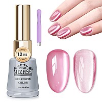 Mizhse Cat Eye Gel Nail Polish Ceramic Magnetic Gel Polish With Magnet Stick Crystal Shimmer Pink Colors Nail Gel Soak Off Nai