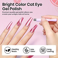 Mizhse Cat Eye Gel Nail Polish Ceramic Magnetic Gel Polish With Magnet Stick Crystal Shimmer Pink Colors Nail Gel Soak Off Nai