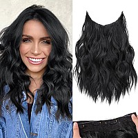 Kookastyle Invisible Wire Hair Extensions With Transparent Headband Adjustable Size 4 Secure Clips Long Wavy Secret Wire Hairpie