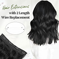 Kookastyle Invisible Wire Hair Extensions With Transparent Headband Adjustable Size 4 Secure Clips Long Wavy Secret Wire Hairpie