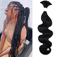 Liqusee Human Braiding Hair 100G One Bundlepack 28 Inch Natural Black Body Wave Curly Human Hair For Braiding No Weft 100 Unpr